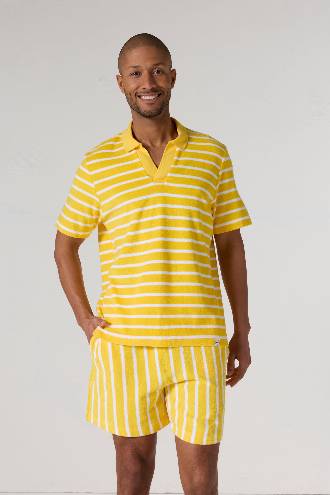 Polo éponge manches courtes Jaune abeille rayé Buggy stripe - JOTT - 2