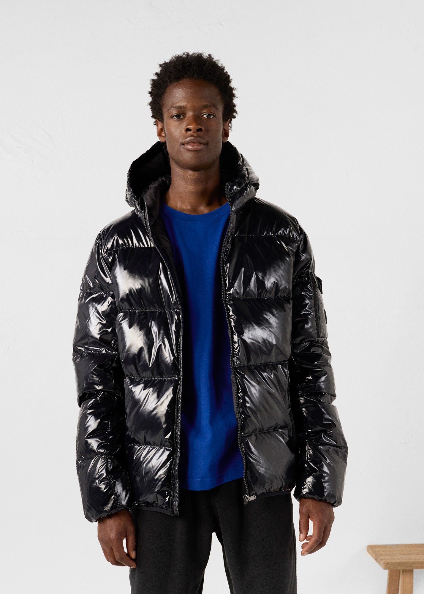 Grand Froid hooded Down jacket Black Java lacquered - JOTT