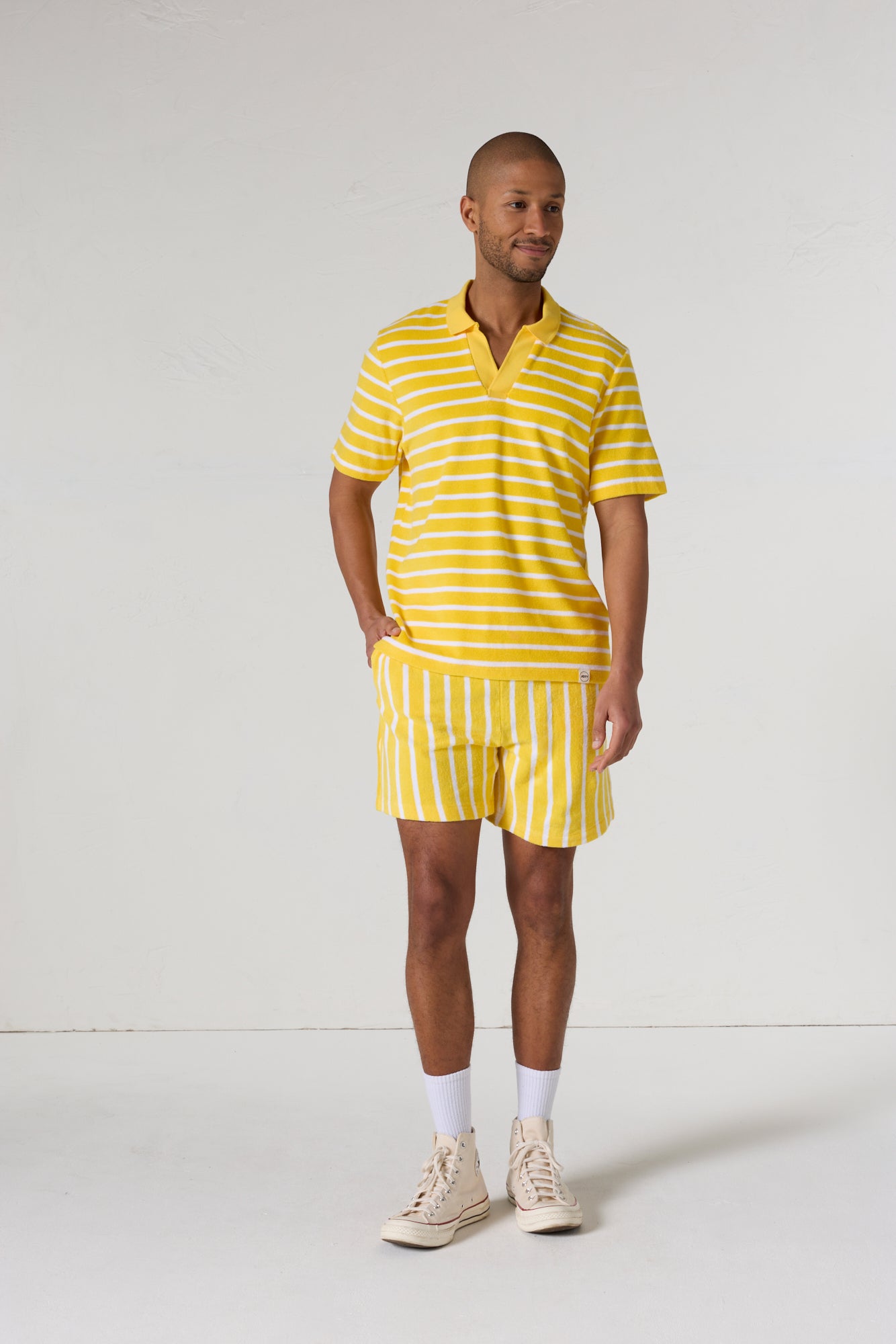 Polo éponge manches courtes Jaune abeille rayé Buggy stripe - JOTT - 4