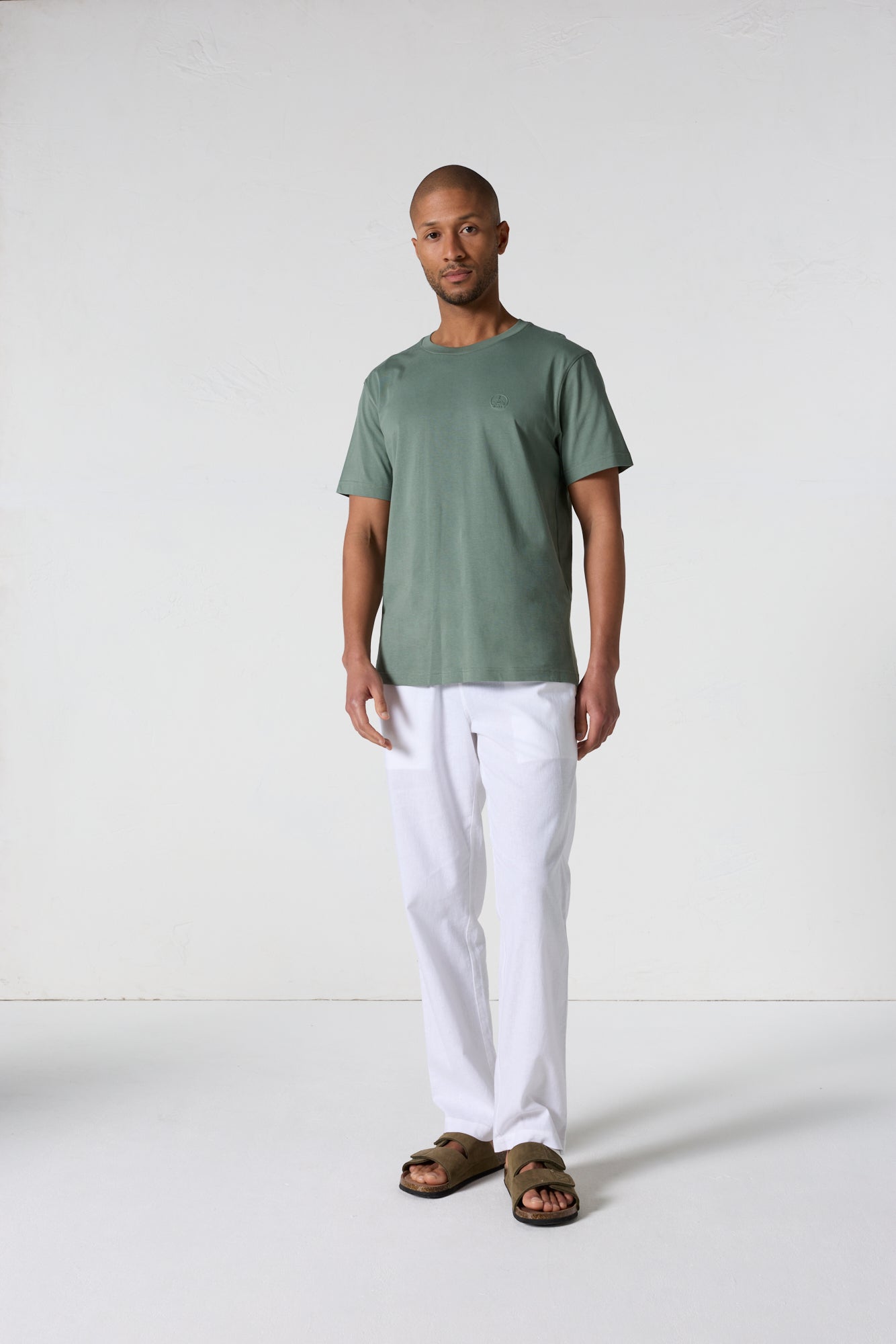 T-shirt à col rond homme en coton Vert sauge Pedro - JOTT - 3
