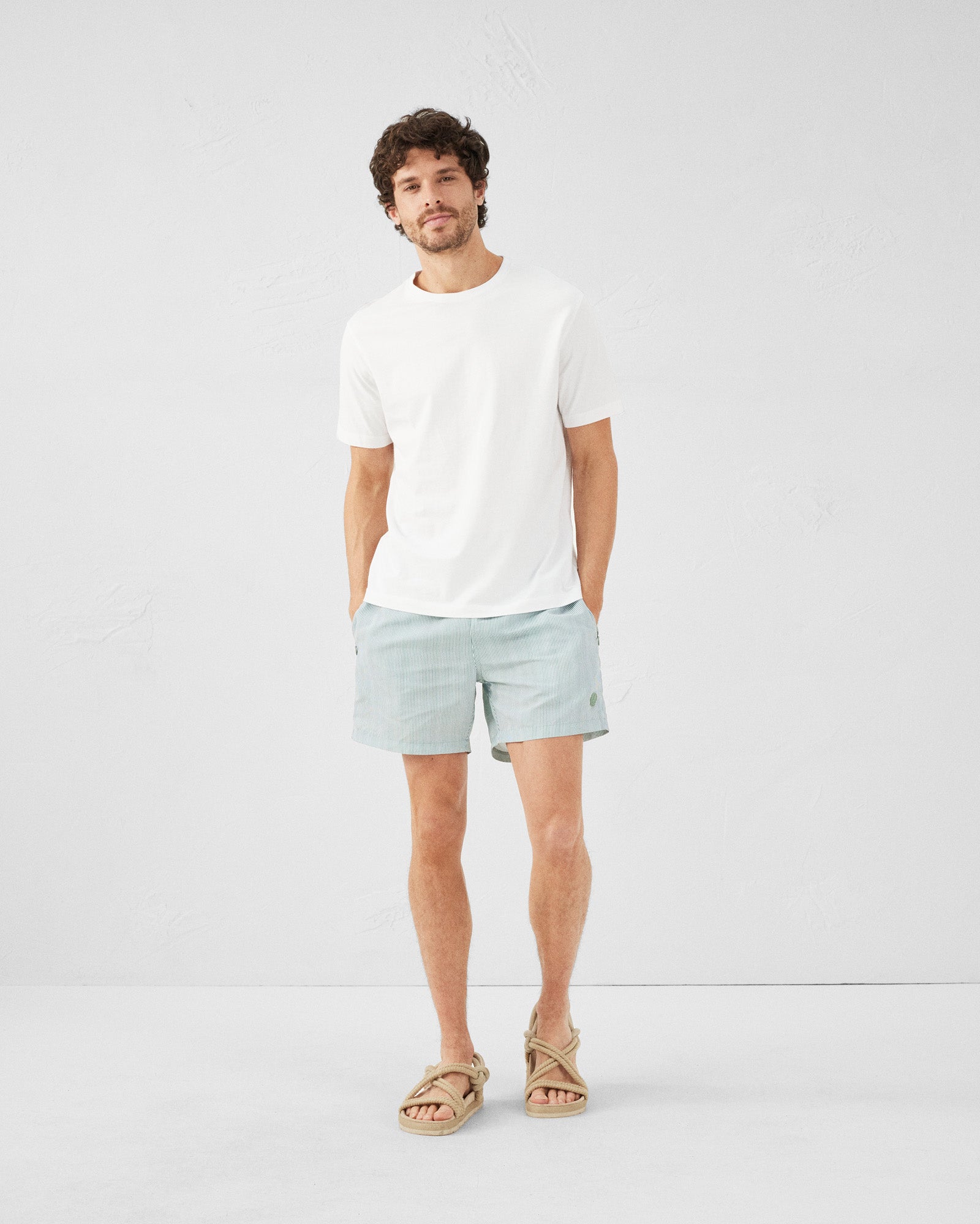Maillot de bain Stripe vert M/Blanc Niolon stripe - JOTT - 2