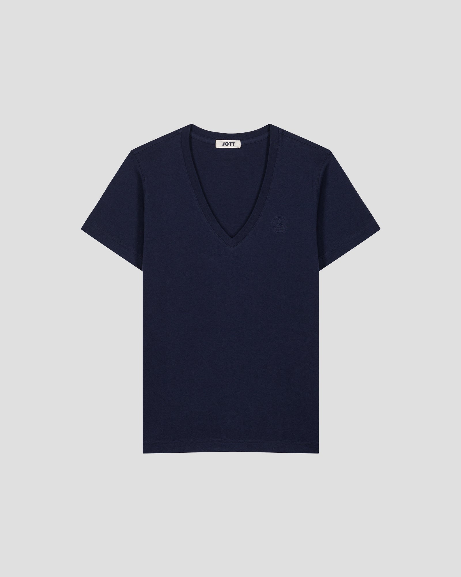 T-shirt uni col V en coton Marine Sofia 2.0 - JOTT - 2