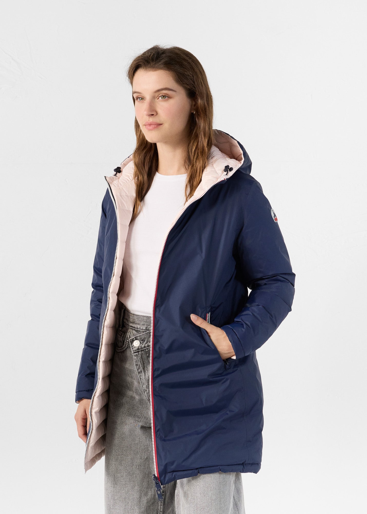 Doudoune longue réversible Marine/rose pétale Verone - JOTT - 3