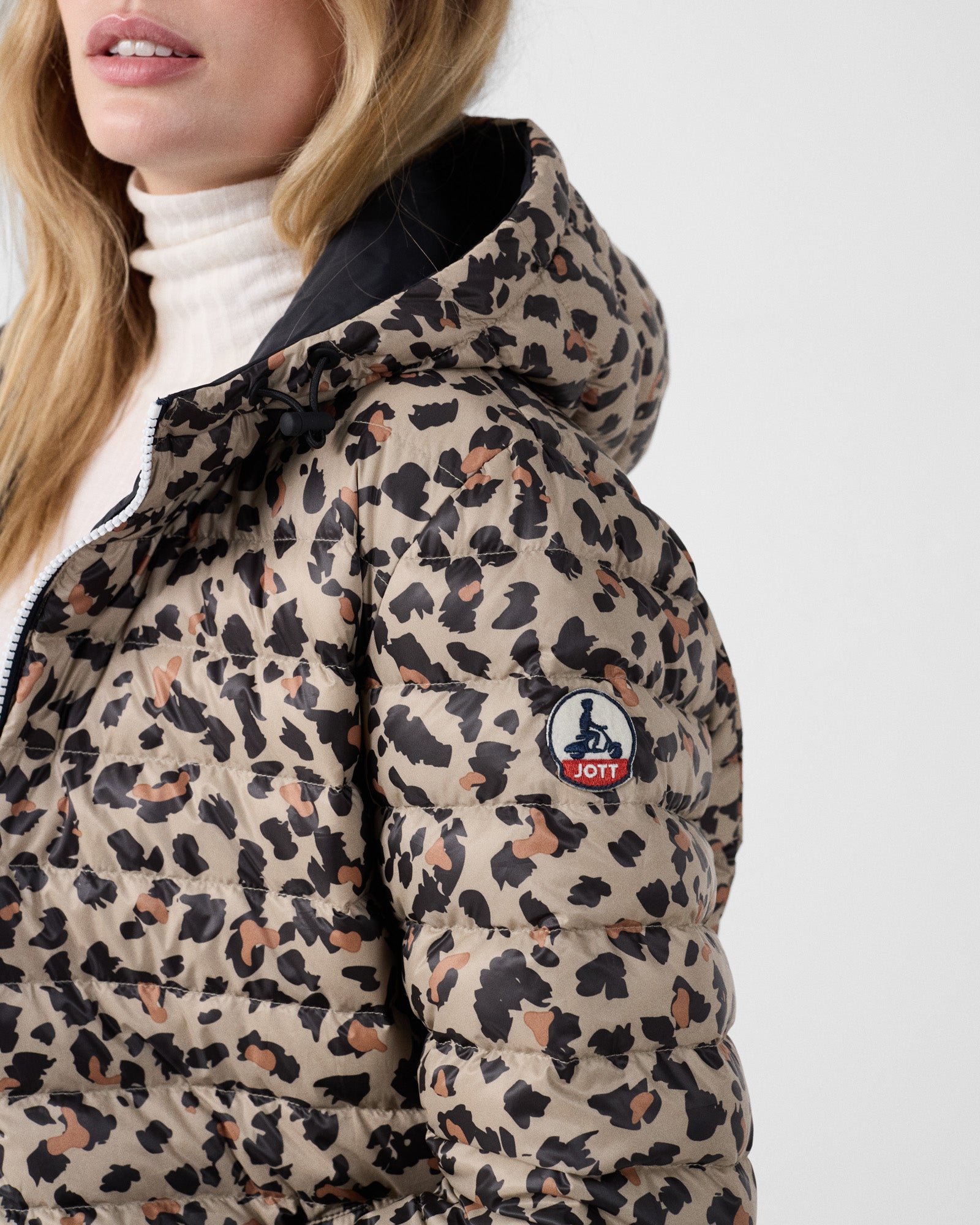 Doudoune longue réversible Noir/leopard beige Verone print - JOTT - 5