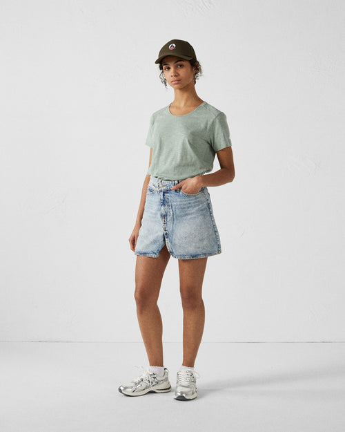 T-shirt col rond femme en coton Vert minéral Angela - JOTT - 3