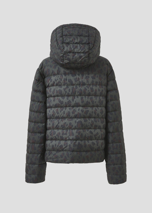 Doudoune courte à capuche Army foncé léopard Charline print