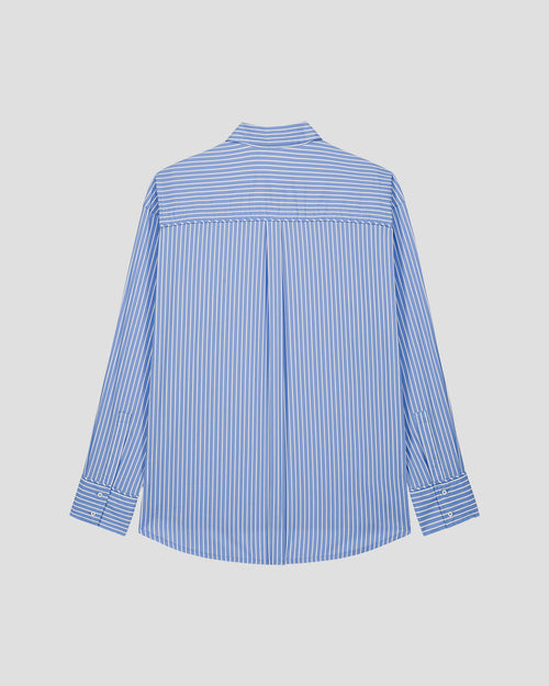 Gemengd overhemd van popeline Hemelsblauw gestreept Duffy stripe - JOTT - 3