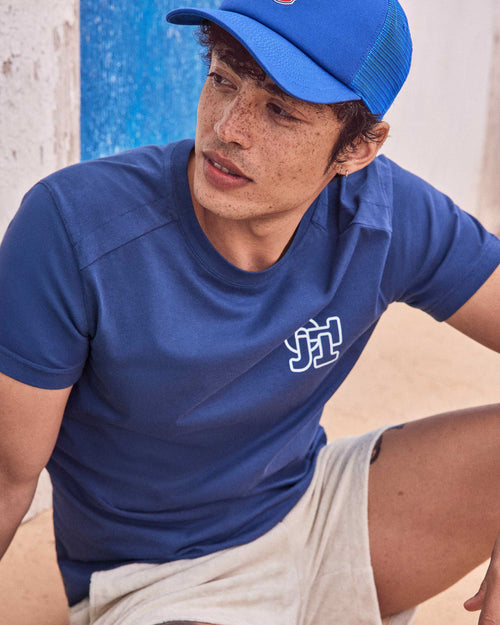 Man round neck Man T-shirt Navy Pedro mono - JOTT - 2