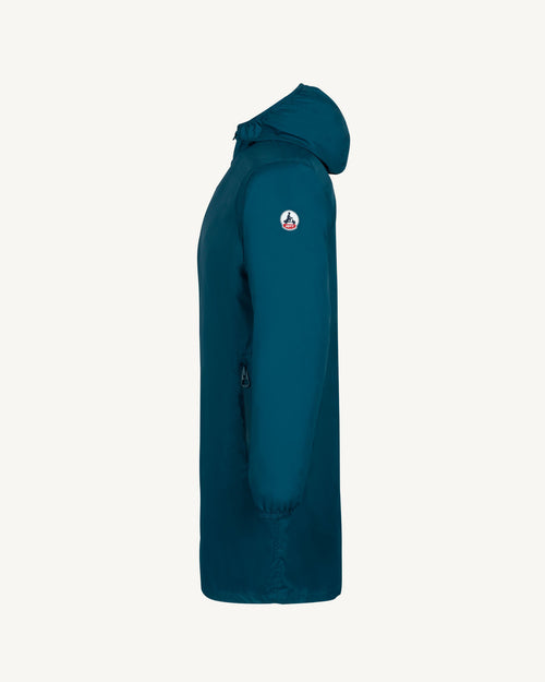 Imperméable long à capuche paquetable Bleu métal Oban - JOTT - 3