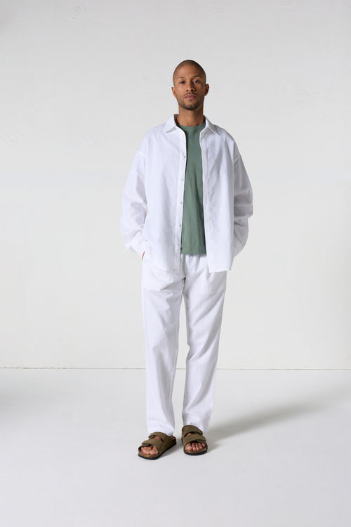 Pantalon droit en lin Blanc Caspian - JOTT - 4