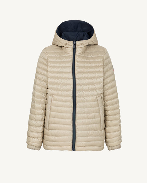 Doudoune enfant réversible à capuche Ultralight Marine/Beige Kyoto 2.0 - JOTT - 2