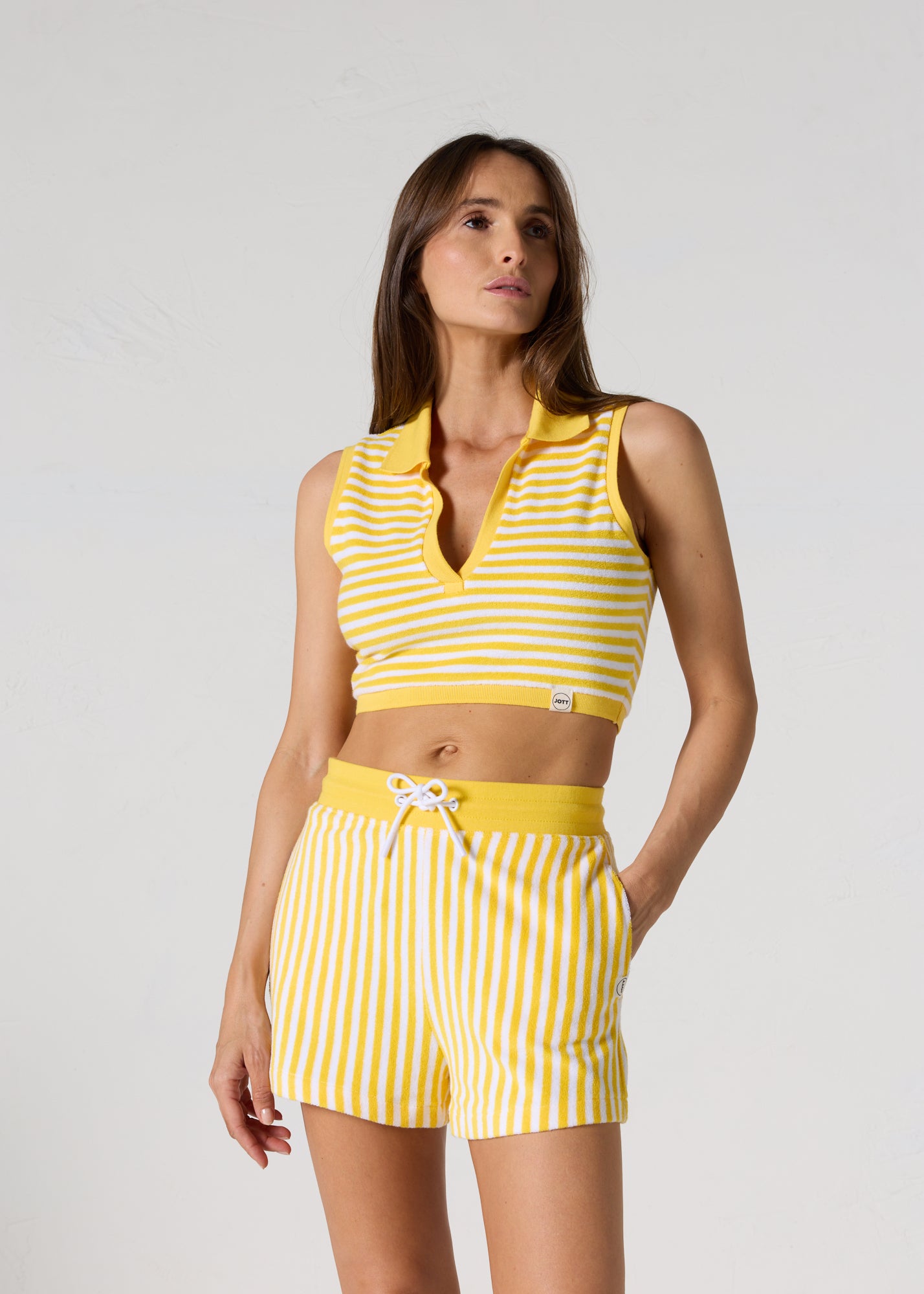Crop-Top éponge Jaune abeille rayé Bay stripe - JOTT - 1