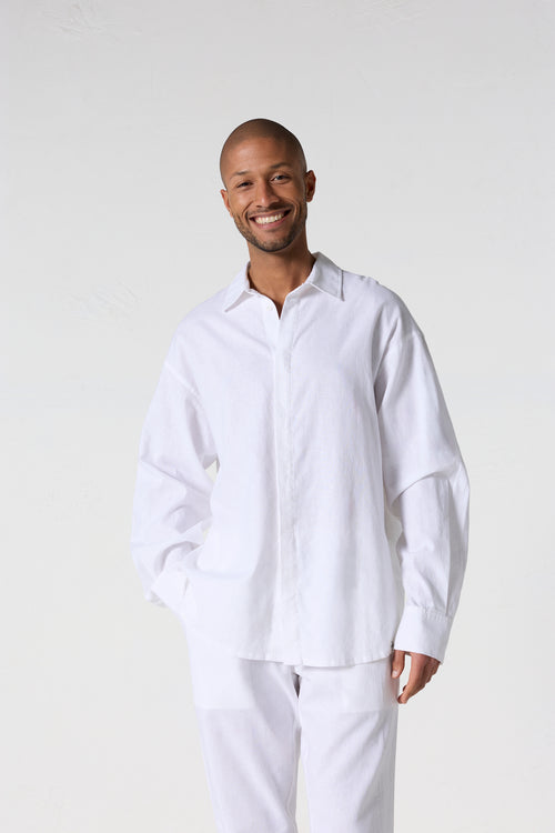 Chemise mixte en lin Blanc Calypso - JOTT - 3