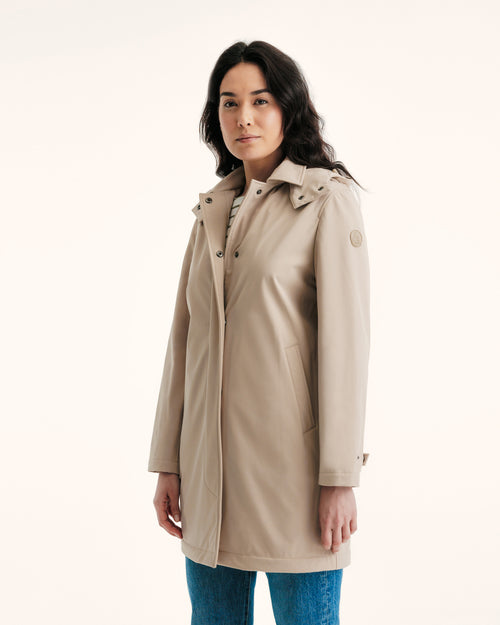 Imperméable à capuche amovible Beige Corinthe