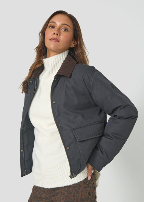 Veste avec col chemise velours côtelé Noir Keita - JOTT - 2