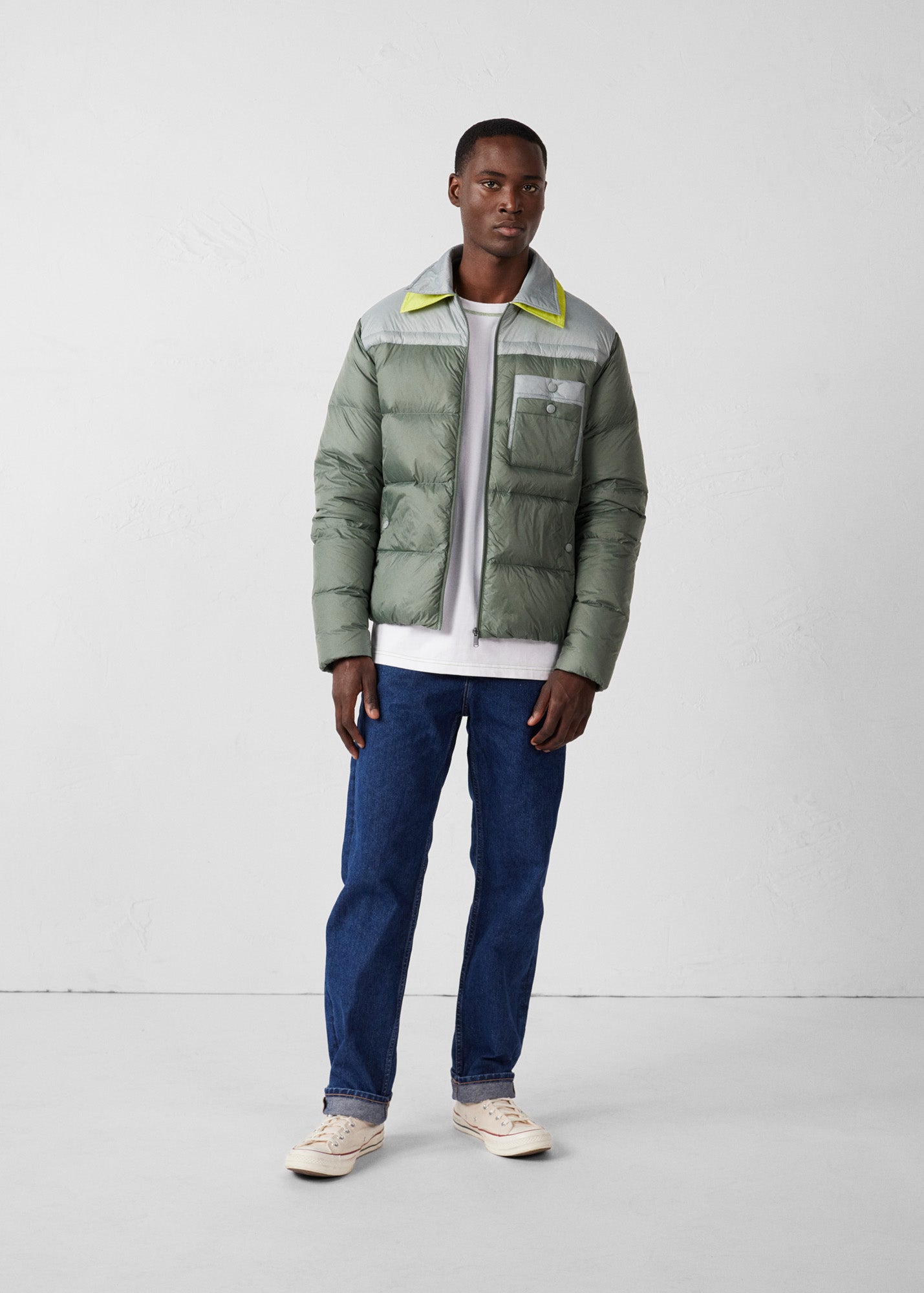 Doudoune bicolore mixte Vert sauge/Roche lunaire Raven – JOTT