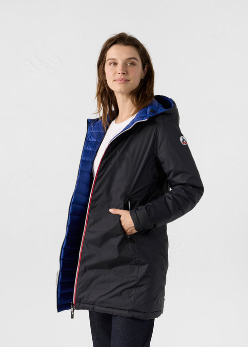 Doudoune longue réversible Noir/bleu cobalt Verone – JOTT