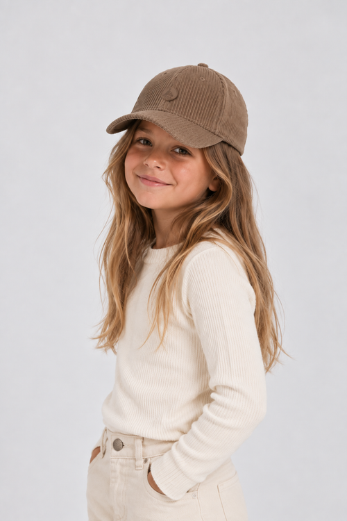 Casquette enfant en velours Beige fumé Gaido