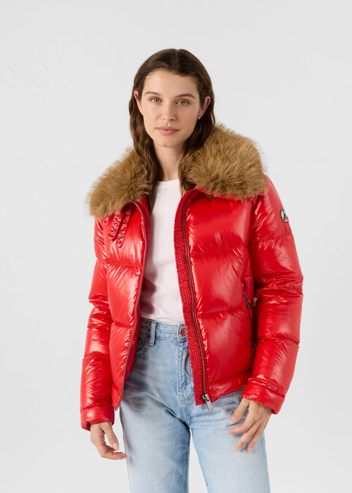 Doudoune Rouge Veste En Fourrure Rouge Parka Canada Goose Rouge