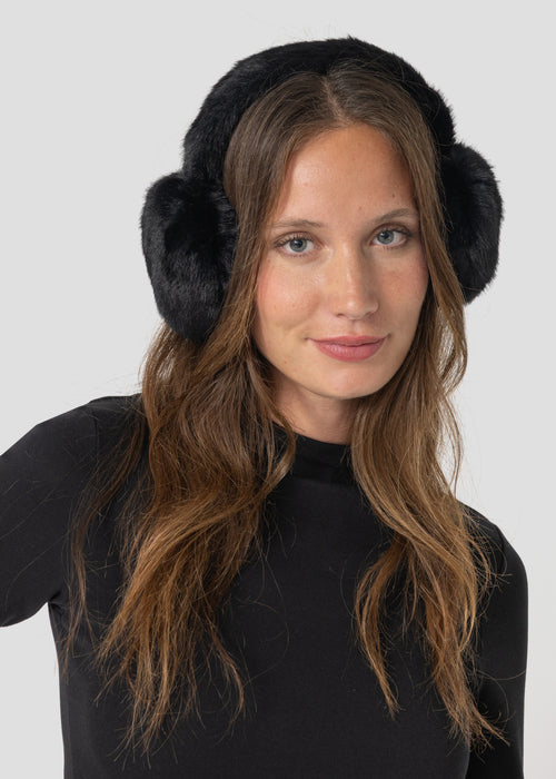 Cache-oreilles en fausse fourrure Noir Clery