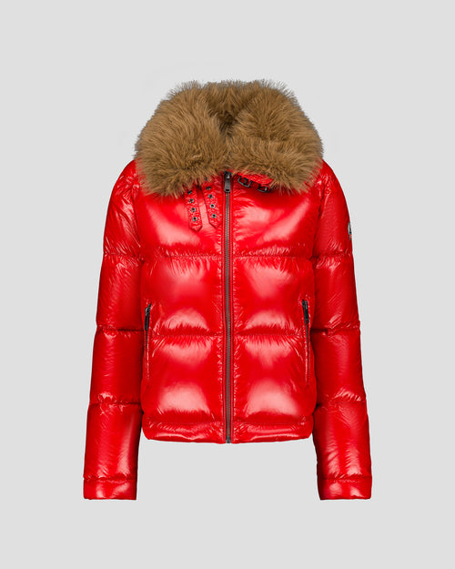 Doudoune Grand Froid fausse fourrure Rouge carmin Nevada shiny - JOTT - 2