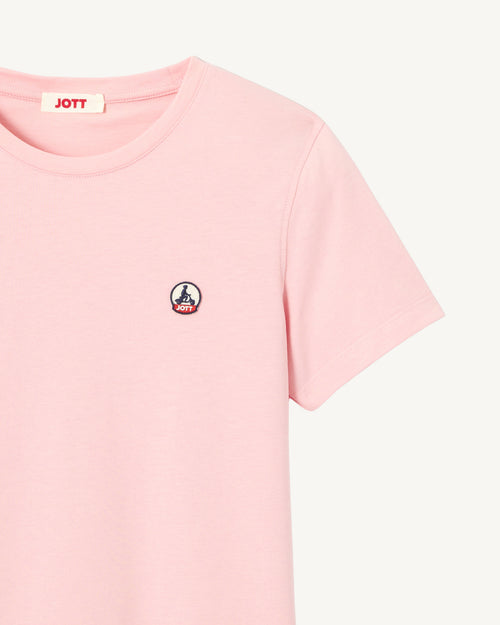 T-shirt à col rond en coton biologique Rose pêche Rosas - JOTT - 3