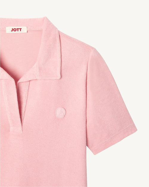 Robe polo coupe droite Rose pêche Anya - JOTT - 3
