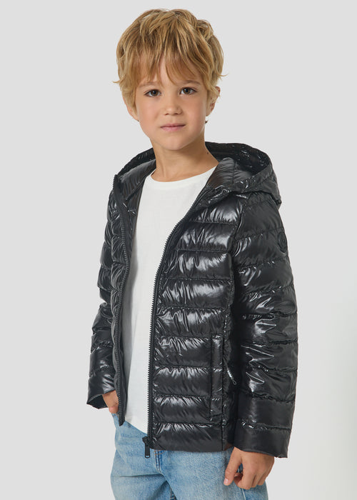 Doudoune enfant à capuche Noir Albus shiny - JOTT - 3