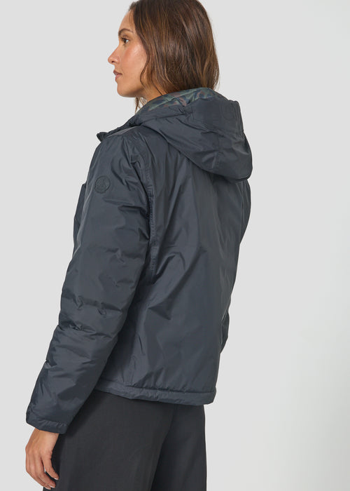 Doudoune réversible Noir/Armée profonde léopard Bergame print 2.0 - JOTT - 2