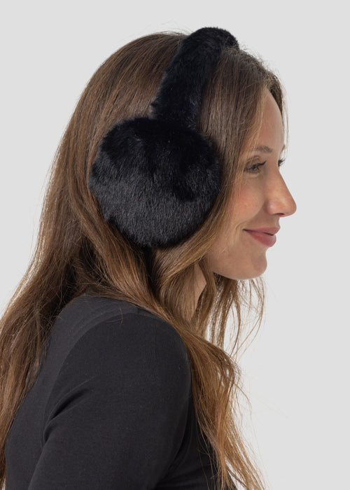 Cache-oreilles en fausse fourrure Noir Clery