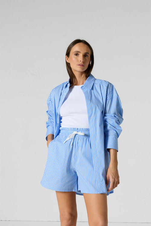 Chemise mixte en popeline Bleu céleste rayé Duffy stripe - JOTT - 4