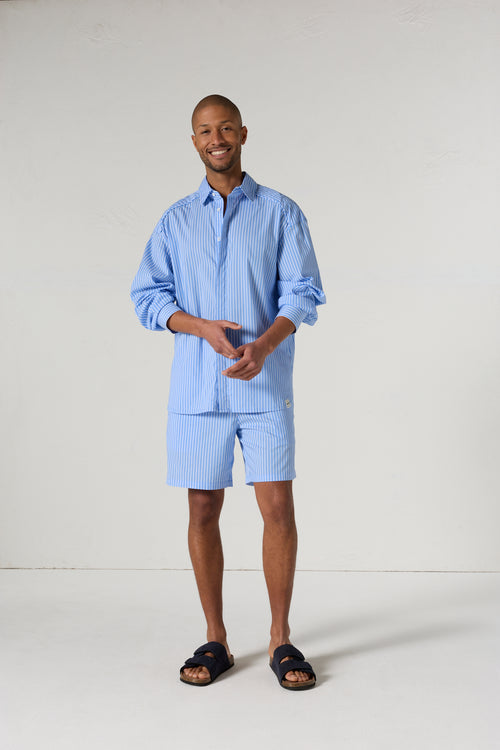 Chemise mixte en popeline Bleu céleste rayé Duffy stripe - JOTT - 3