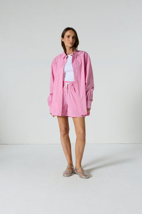 Chemise mixte en popeline Pink antique rayé Duffy stripe - JOTT - 3