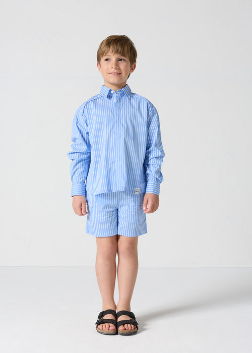 Chemise enfant en popeline Bleu céleste rayé Harold stripe - JOTT - 2