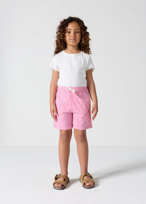 Bermuda enfant en popeline Pink antique rayé Joe stripe - JOTT - 3