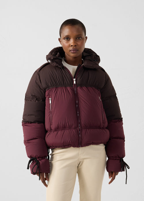 Doudoune Grand Froid esprit puffer Cerise noir/Café noir Nami Colorblock - JOTT - 3