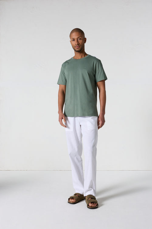 T-shirt à col rond homme en coton Vert sauge Pedro - JOTT - 3