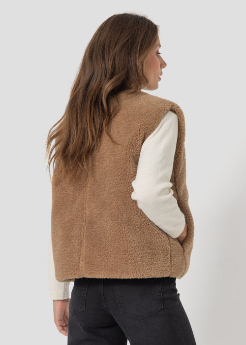 Doudoune oversize sans manches sherpa Beige fumé Rory