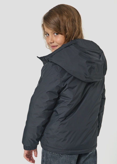 Doudoune enfant réversible Noir/Armée profonde léopard Sauda Print - JOTT - 3