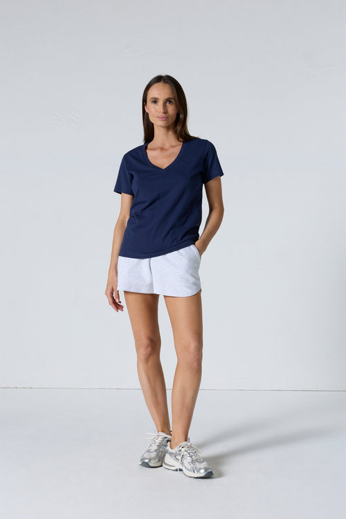 T-shirt uni col V en coton Marine Sofia 2.0 - JOTT - 3