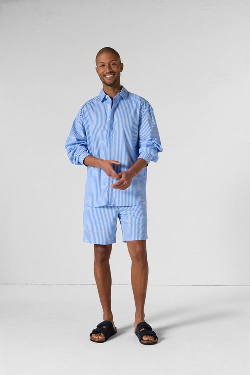 Chemise mixte en popeline Bleu céleste rayé Duffy stripe - JOTT - 5