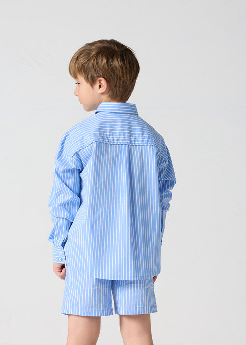 Chemise enfant en popeline Bleu céleste rayé Harold stripe - JOTT - 3