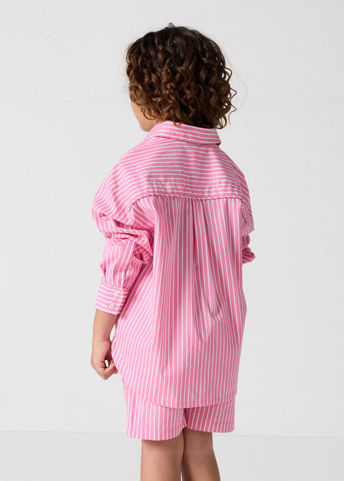 Chemise enfant en popeline Pink antique rayé Harold stripe - JOTT - 3
