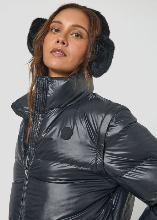 Doudoune oversize courte Noir Kimberly shiny - JOTT - 3