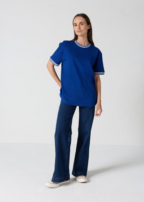 T-shirt col rond mixte Bleu cobalt Ley - JOTT - 5