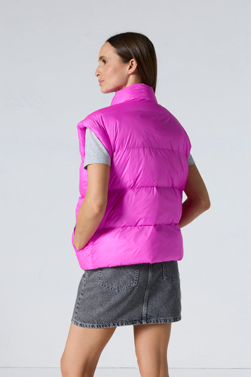 Doudoune courte oversize sans manches Rose électrique Lyna - JOTT - 4