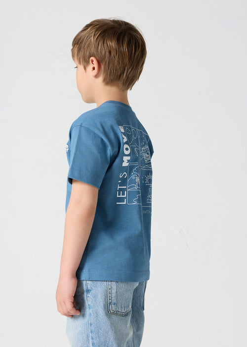 T-shirt enfant col rond imprimé Bleu jeans Mak - JOTT - 4