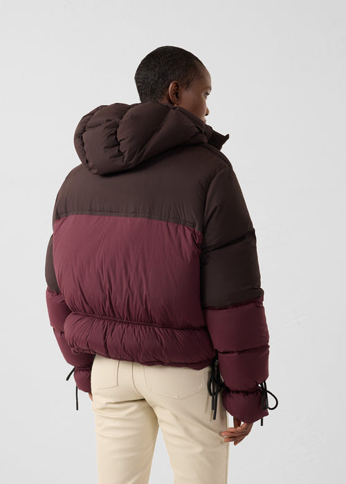 Doudoune Grand Froid esprit puffer Cerise noir/Café noir Nami Colorblock - JOTT - 4