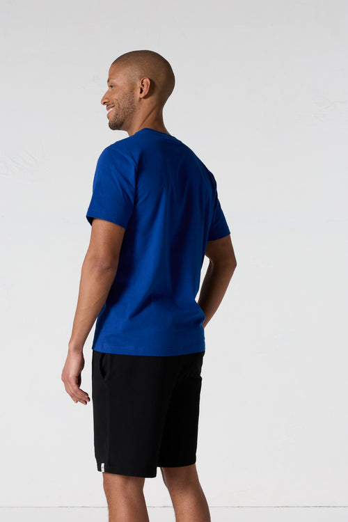 T-shirt à col rond homme en coton Bleu cobalt Pedro - JOTT - 4