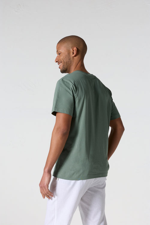 T-shirt à col rond homme en coton Vert sauge Pedro - JOTT - 4